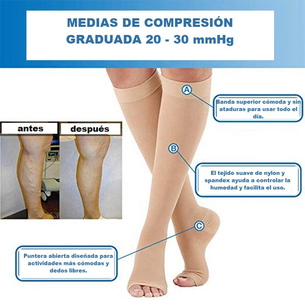Medias Médicas graduadas para circulación (Sin puntera)